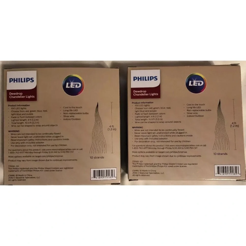Lot of 2 Philips 100ct DEWDROP CHANDELIER LIGHTS